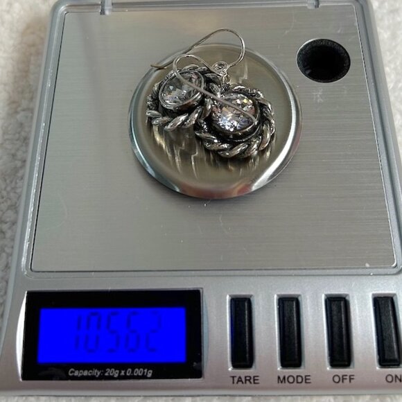 Shablool sterling silver and CZ round drop earrings - Picture 13 of 13